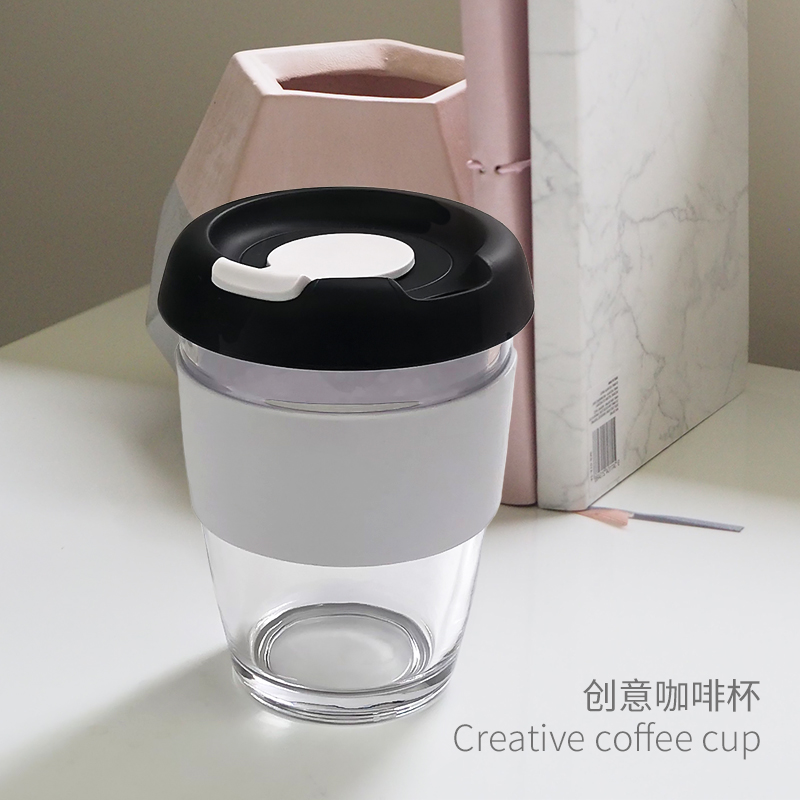 二代新款咖啡杯_防烫随手玻璃咖啡杯_fscool硅胶套便携咖啡杯厂家