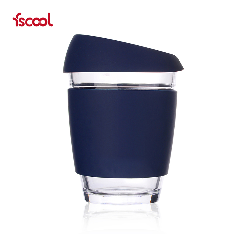 创意硅胶咖啡杯饮水杯|硅胶杯套带杯盖fscool简约大容量带盖咖啡水杯